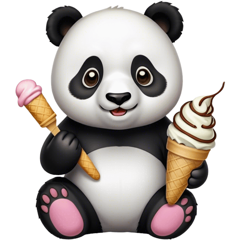 Panda eating ice cream emoji