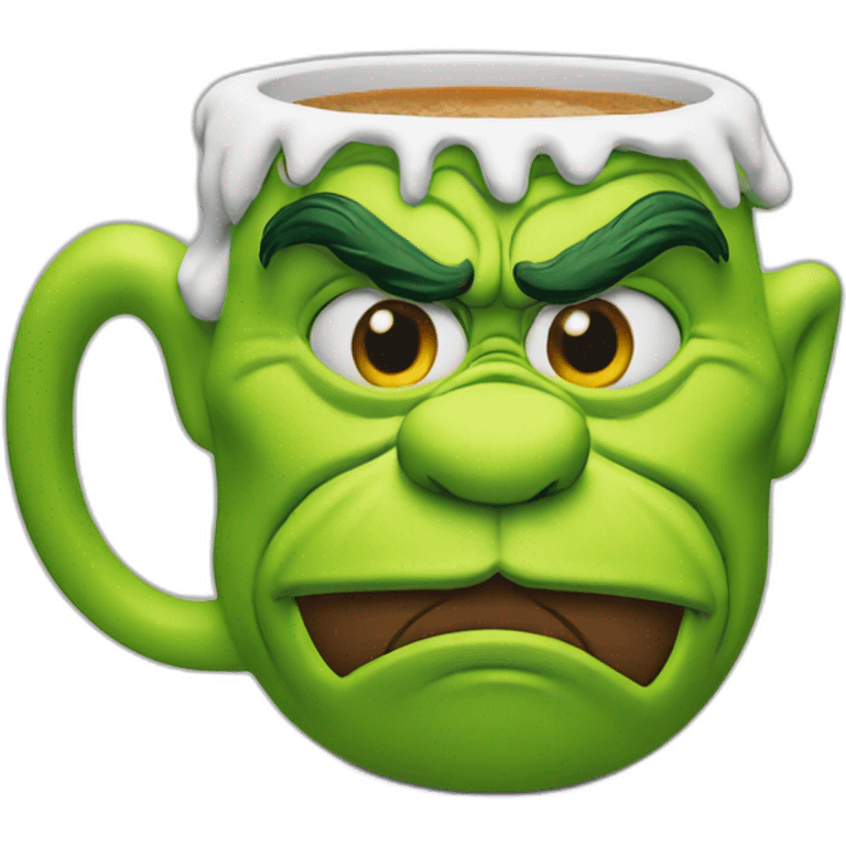 Grinch face shaped mug emoji