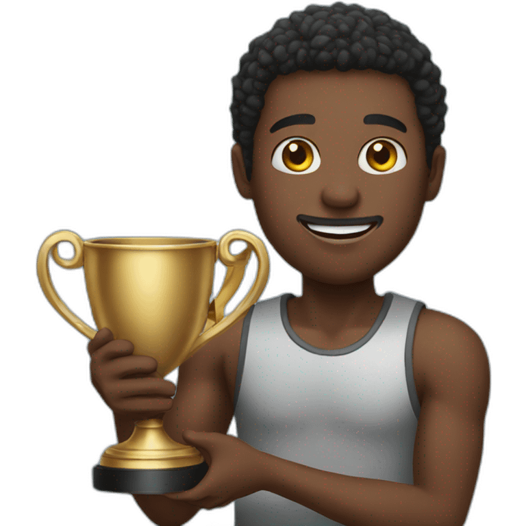 black man holding trophy emoji