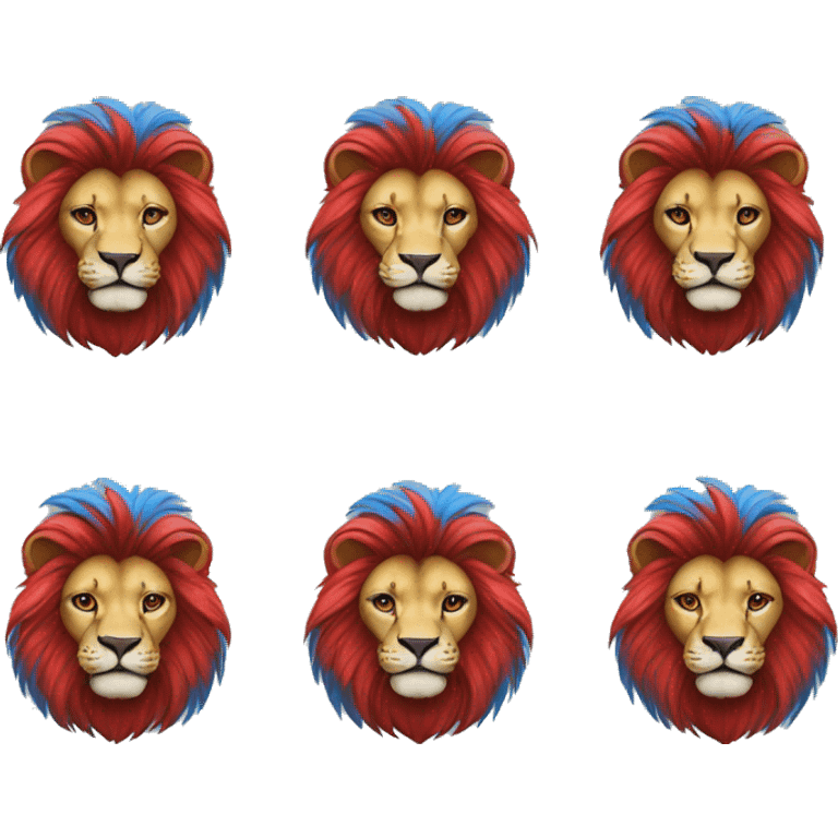 Blue and red lion  emoji