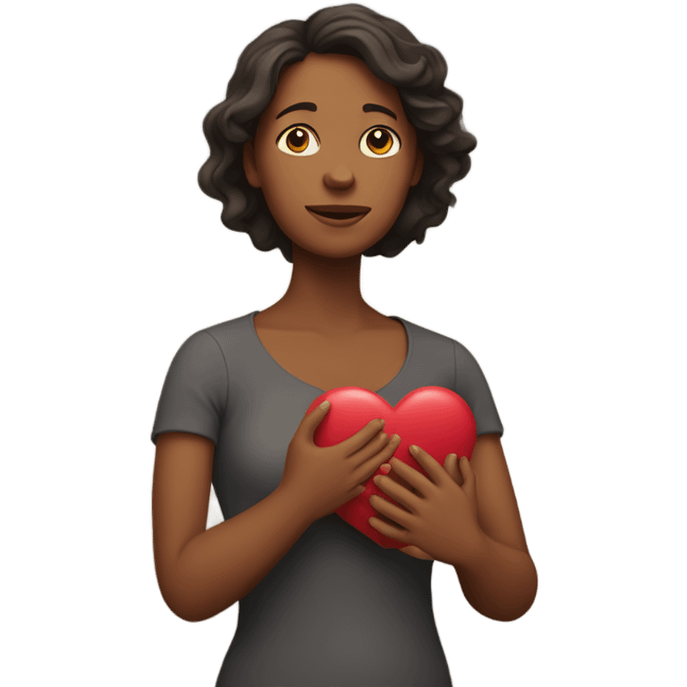 Mother holds her heart in her arm emoji