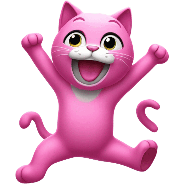 Pink cat dancing in the rain emoji