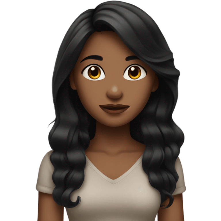 Girl with balck hair and beautiful emoji