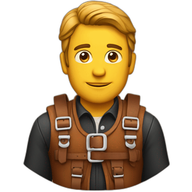 man with harness leather emoji