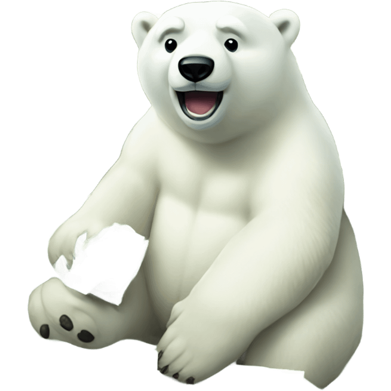 polar bear holding lots of cash emoji