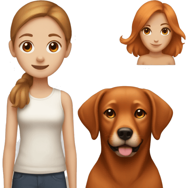 Fox red lab and girl with brown hair  emoji