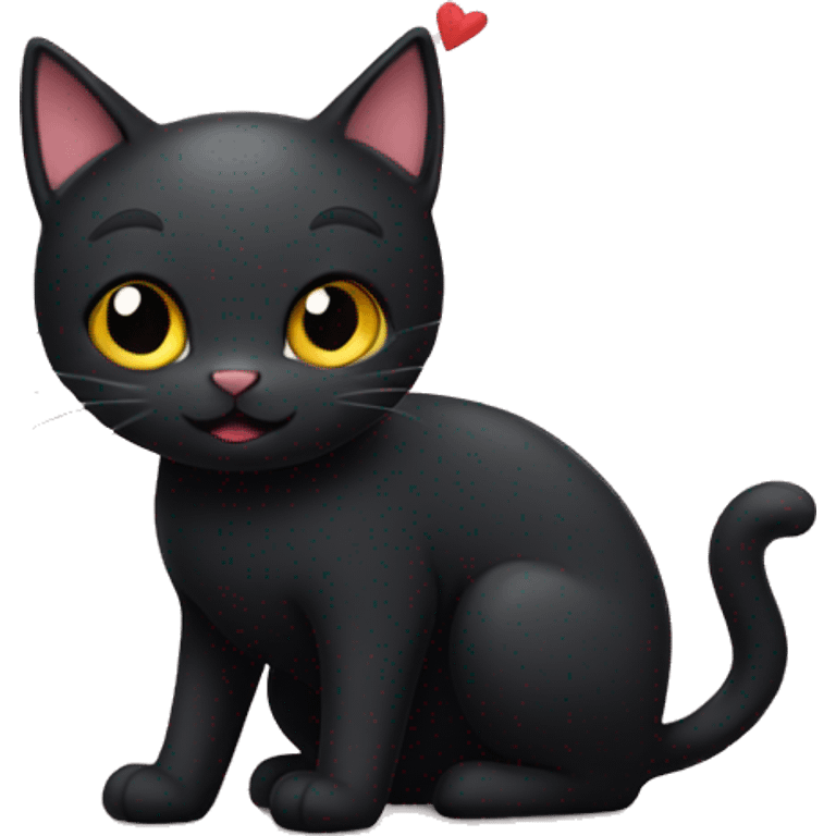 Black cat with hearts emoji