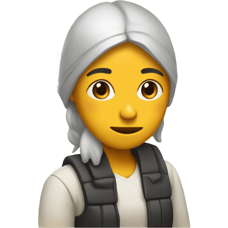 Chica tejiendo sentada emoji