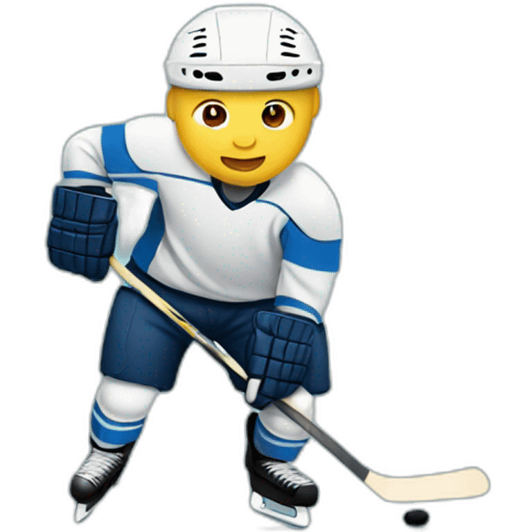 Bald man playing ice hockey emoji