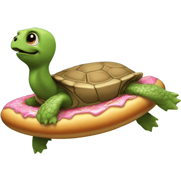 Turtle surfing a donut emoji