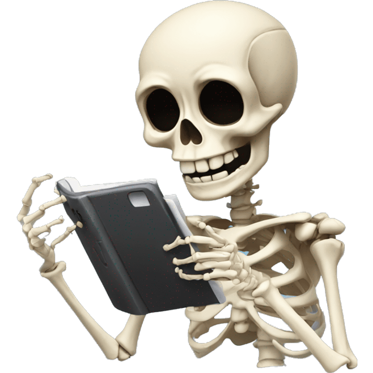 Skeleton reading text message cry laughing  emoji