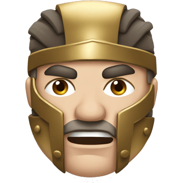 Embarrassed Gladiator: A gladiator with a blushing face, looking down, maybe with a shield partly covering his face, expressing shame or embarrassment after a defeat or mistake. emoji