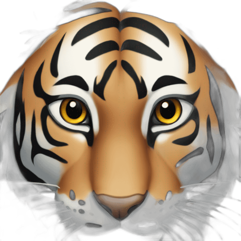 white, black and brown full body of a tiger emoji