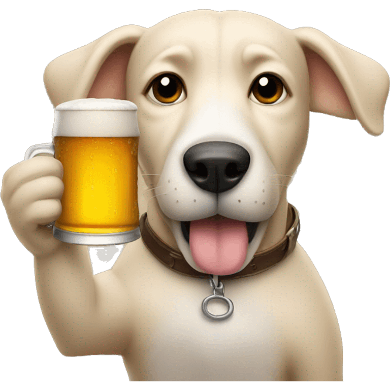 A dog drinking a beer emoji