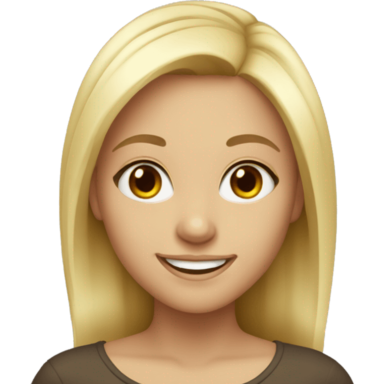 Blonde girl with dark brown eyes smiling emoji