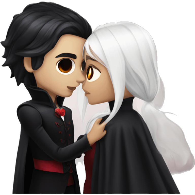 Vampire with black hair kissing girl with white hair emoji