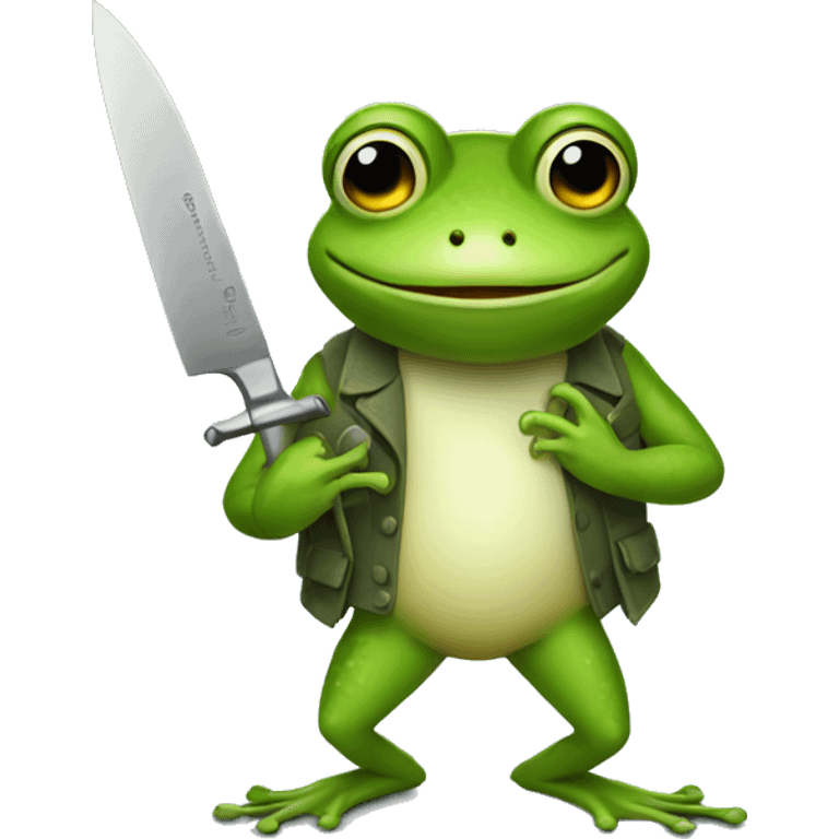 The frog holds a knife. emoji