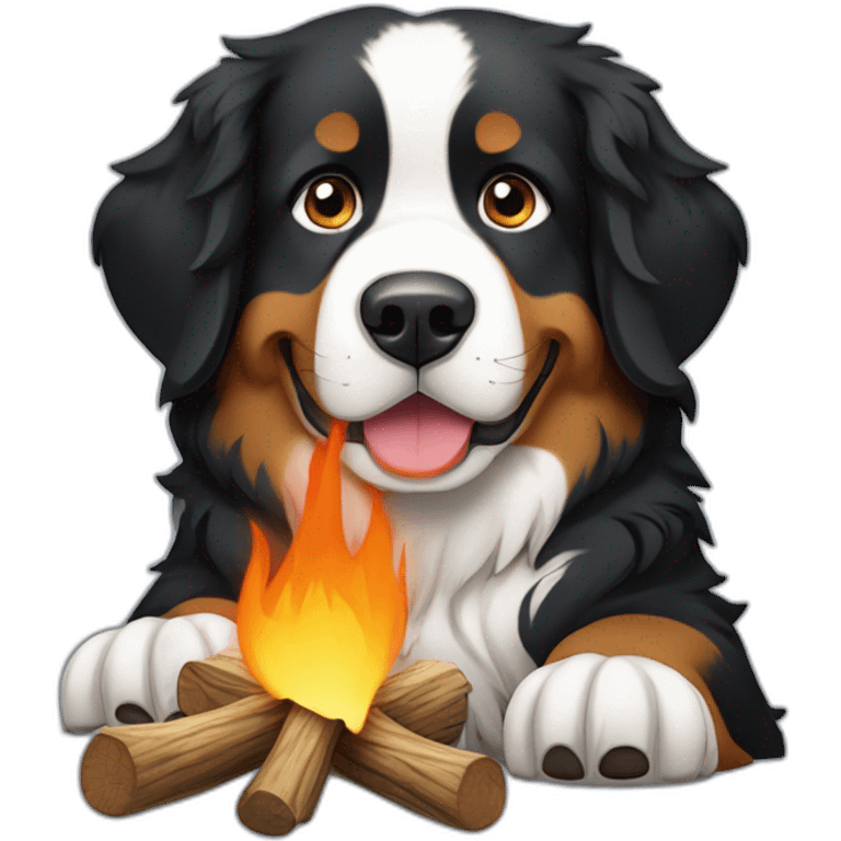 Bernese mountain dog camping emoji