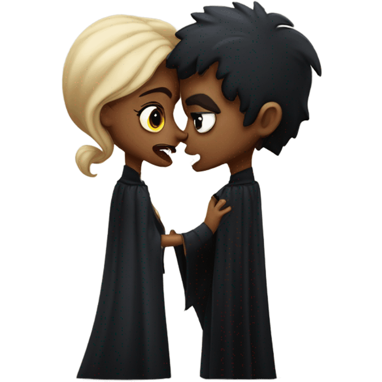 Black vampire kissing girl emoji