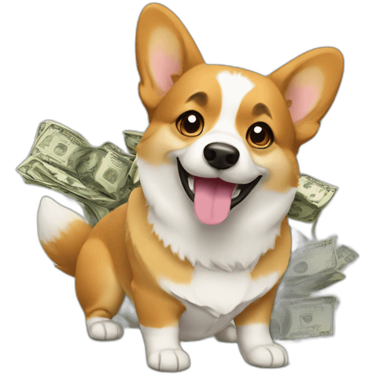 corgi with money emoji