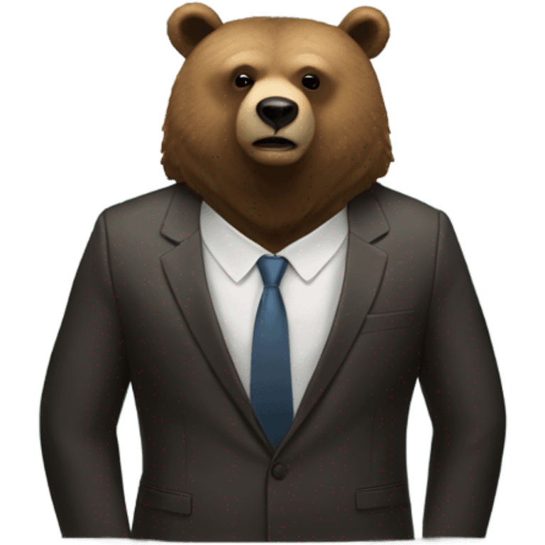 Bear with a suit on Infront of 2 large doors emoji