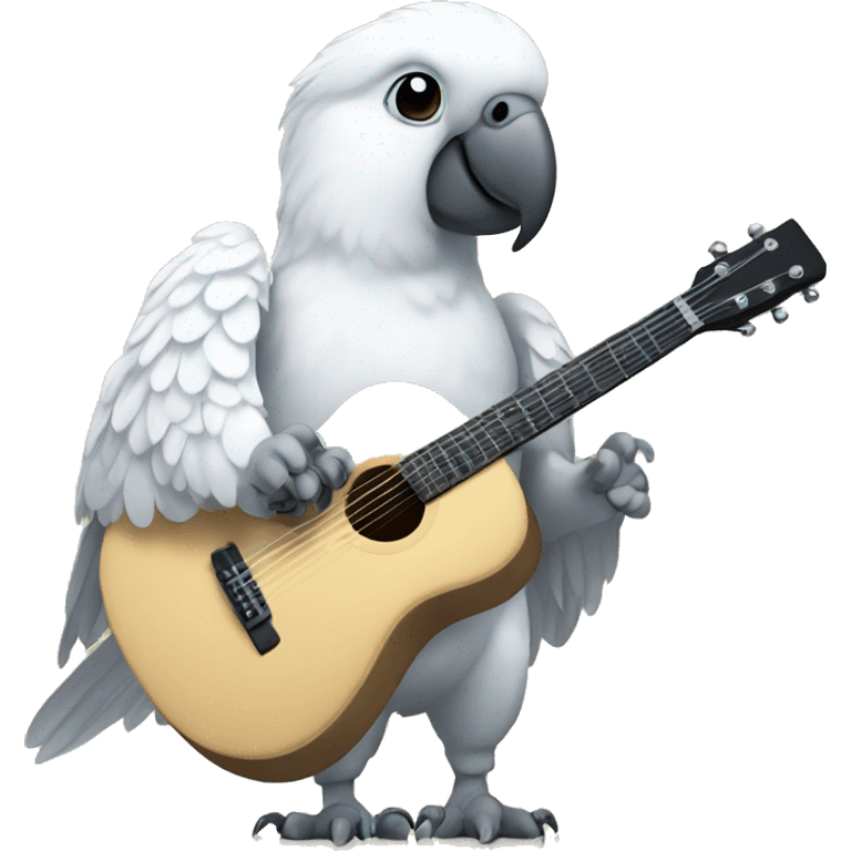 White parrot playing guitar emoji