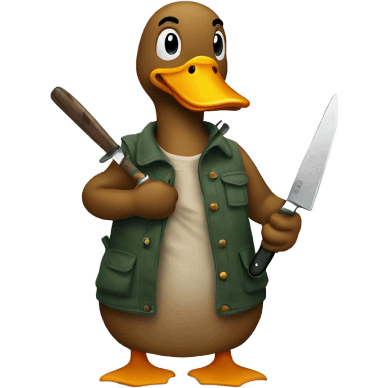 Duck holding a knife emoji