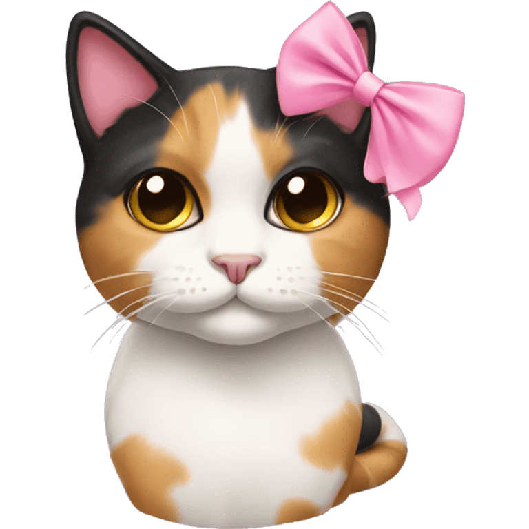 Calico cat with pink bow emoji