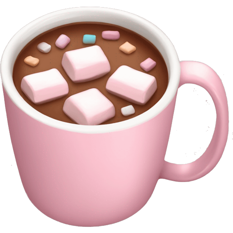 Light Pink mug of hot chocolate with marshmallows  emoji