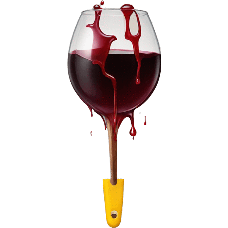 A round yellow face holding a sharp kitchen tool with liquid red wine dripping from it emoji