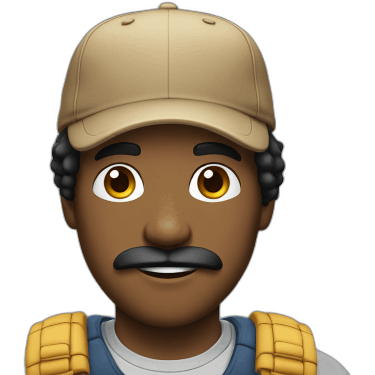 Longhead black hair man with cap an mustache emoji