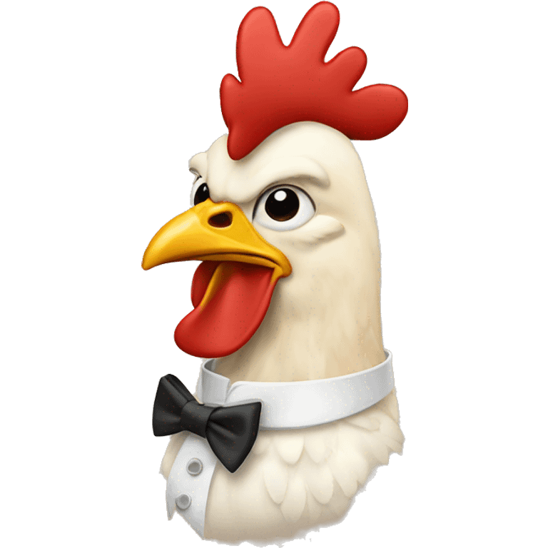 A chicken with bow tie emoji