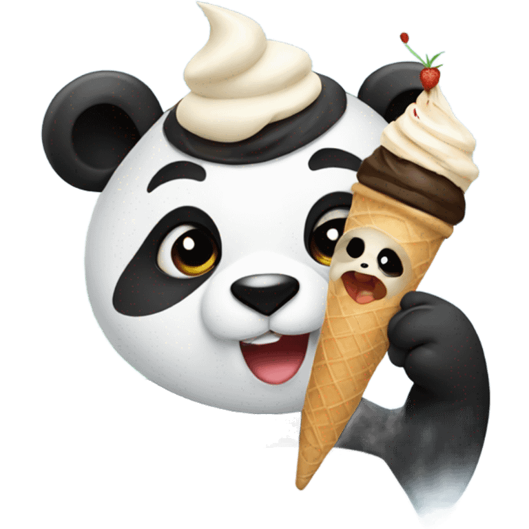 Panda eating ice cream emoji