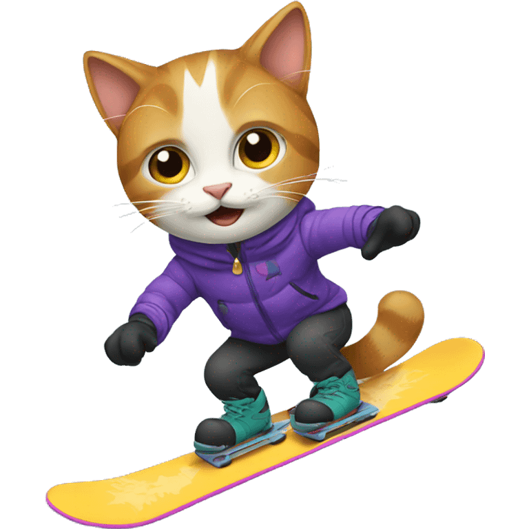 cat snowboarding emoji