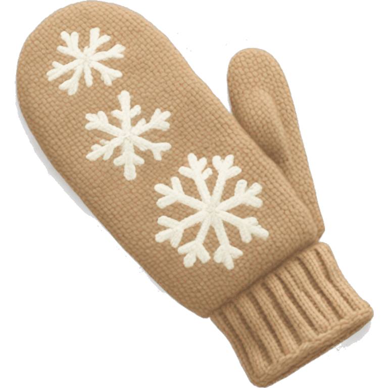  beige mittens with snowflake embroidery  emoji