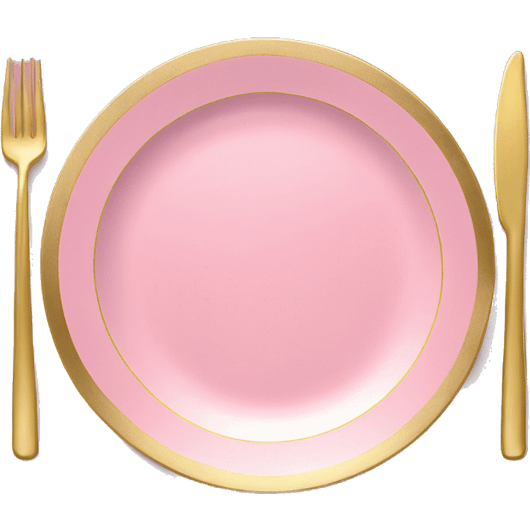 Realistic laying flat empty gold and pink charger plate. emoji