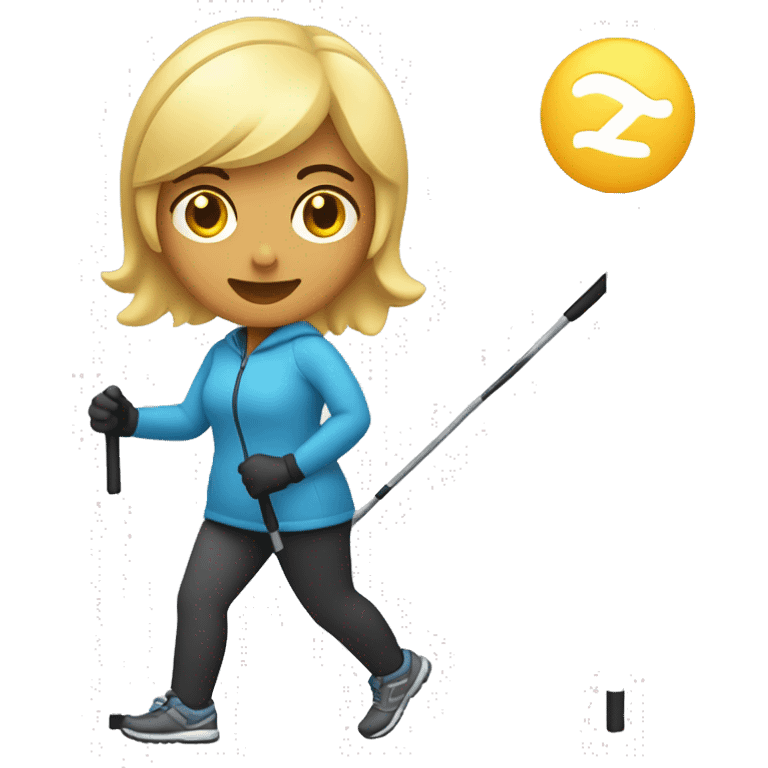 women Nordic Walking with left pole behind her body and right hand pole beside her body  emoji