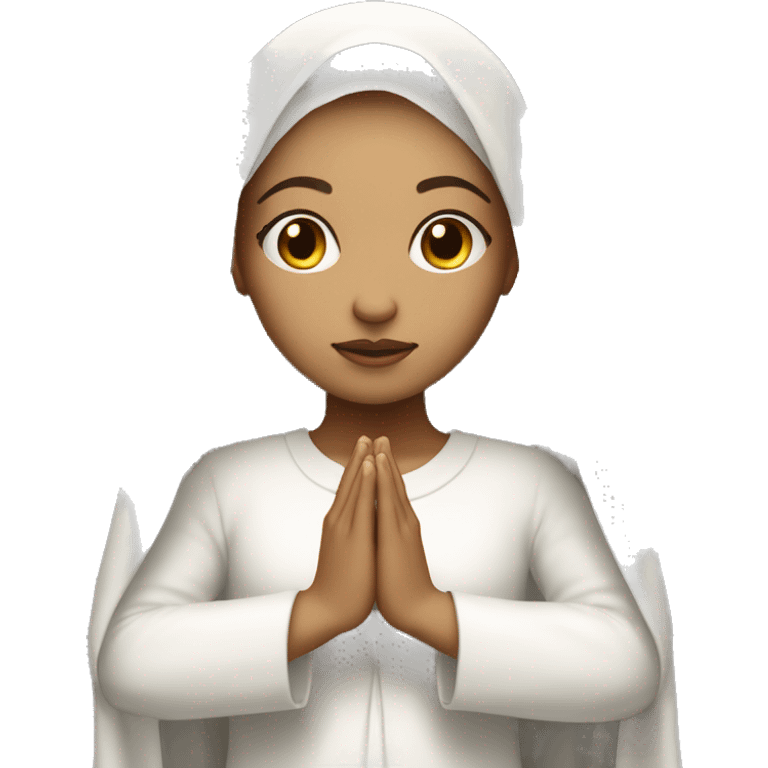 Light skin girl praying with white veil  emoji