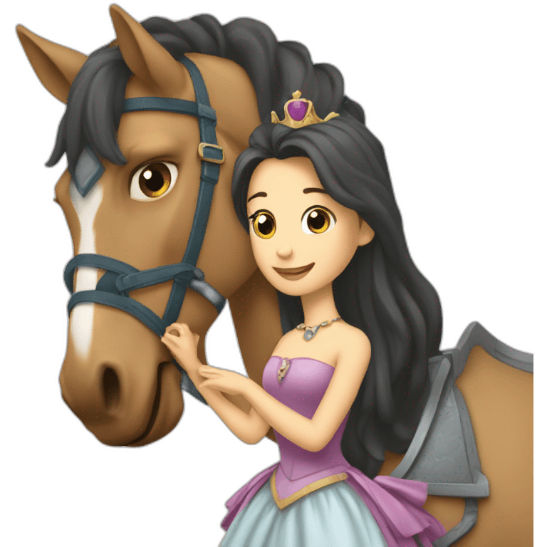 Cheval qui cabre avec une princesse dessus emoji