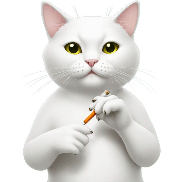 White cat smoking a joint emoji