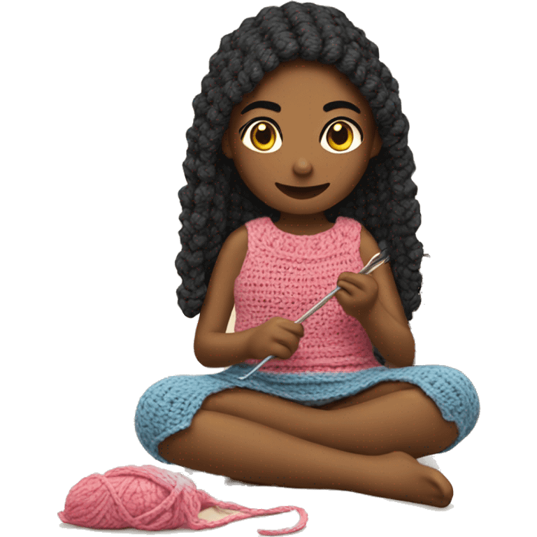 Girl crocheting  emoji