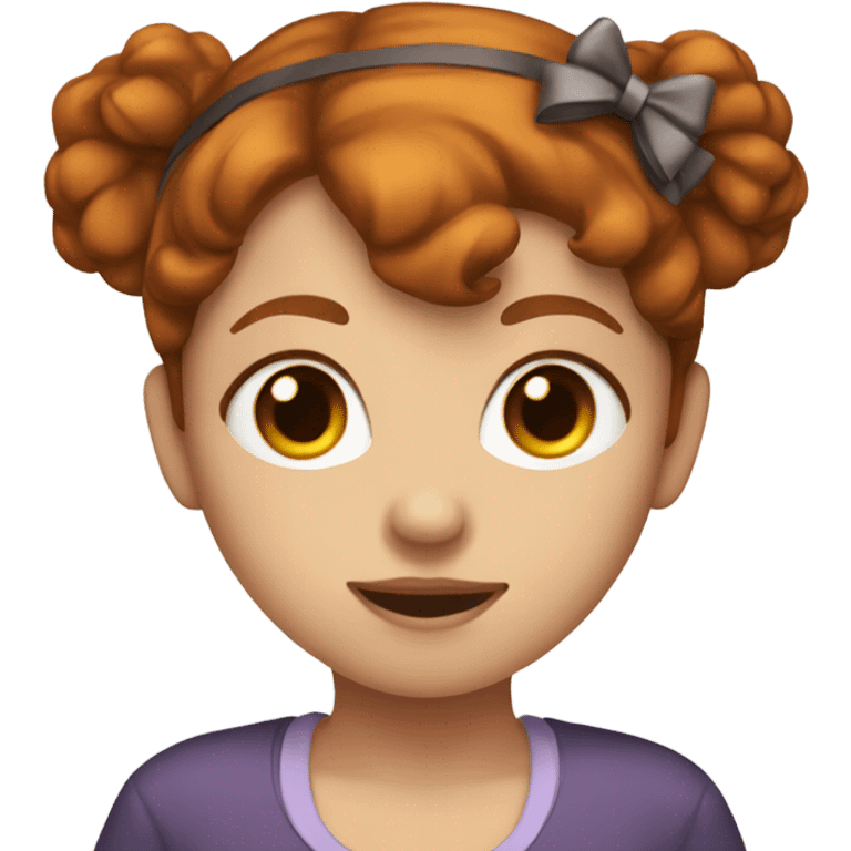 A girl with dark ginger hair and a bow on her head emoji