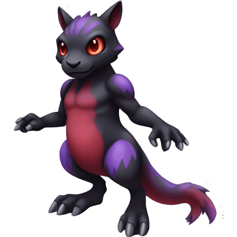 Cute cool dark black red purple animal hybrid Fakemon full body emoji