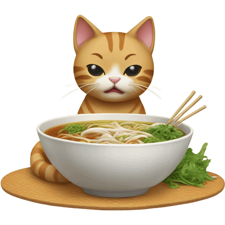 Pooing cat eating pho emoji