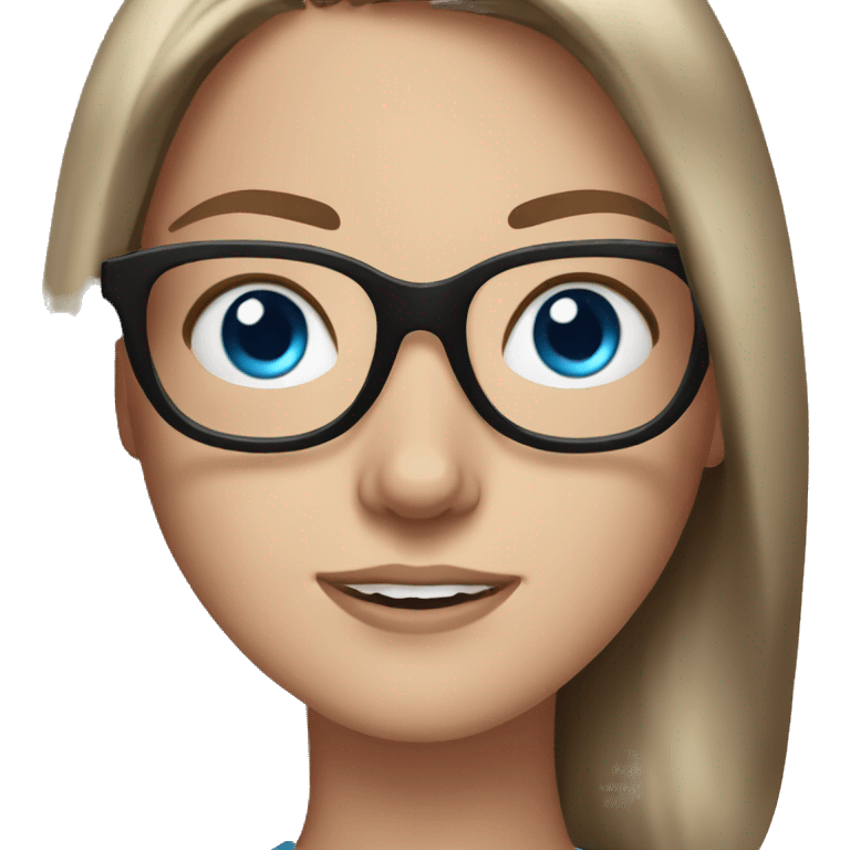 White girl with blue eyes, brown hair, and glases emoji