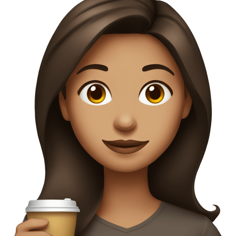 Brunette with coffee emoji