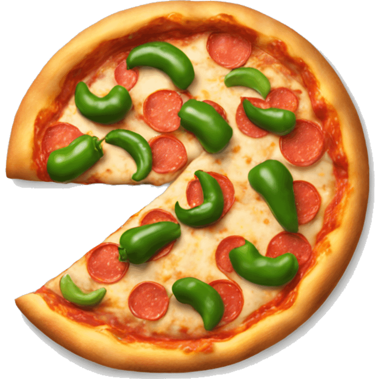 pizza with pepperoni and green peppers emoji