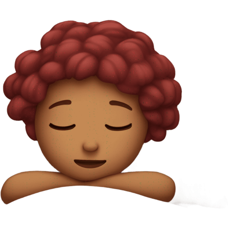 Burgundy haired girl sleeping in bed emoji