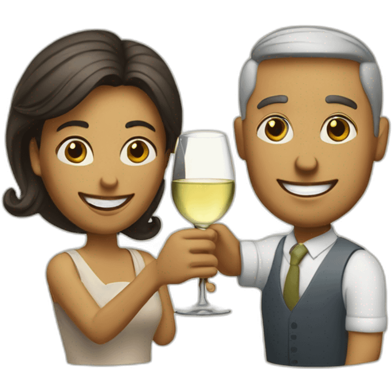 man and woman toasting with a glass of white wine emoji