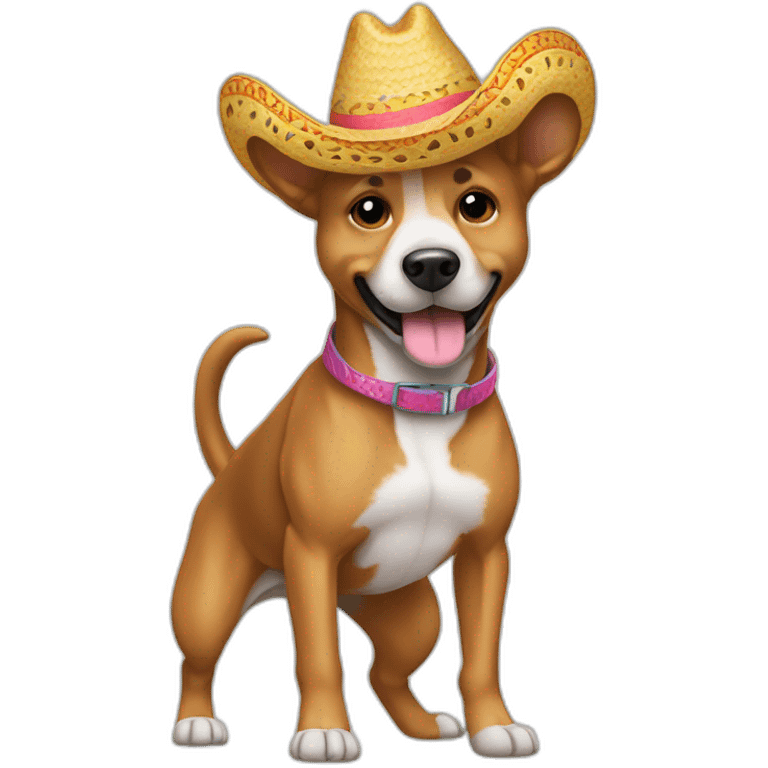 Perro con sombrero de baquero bailando  emoji